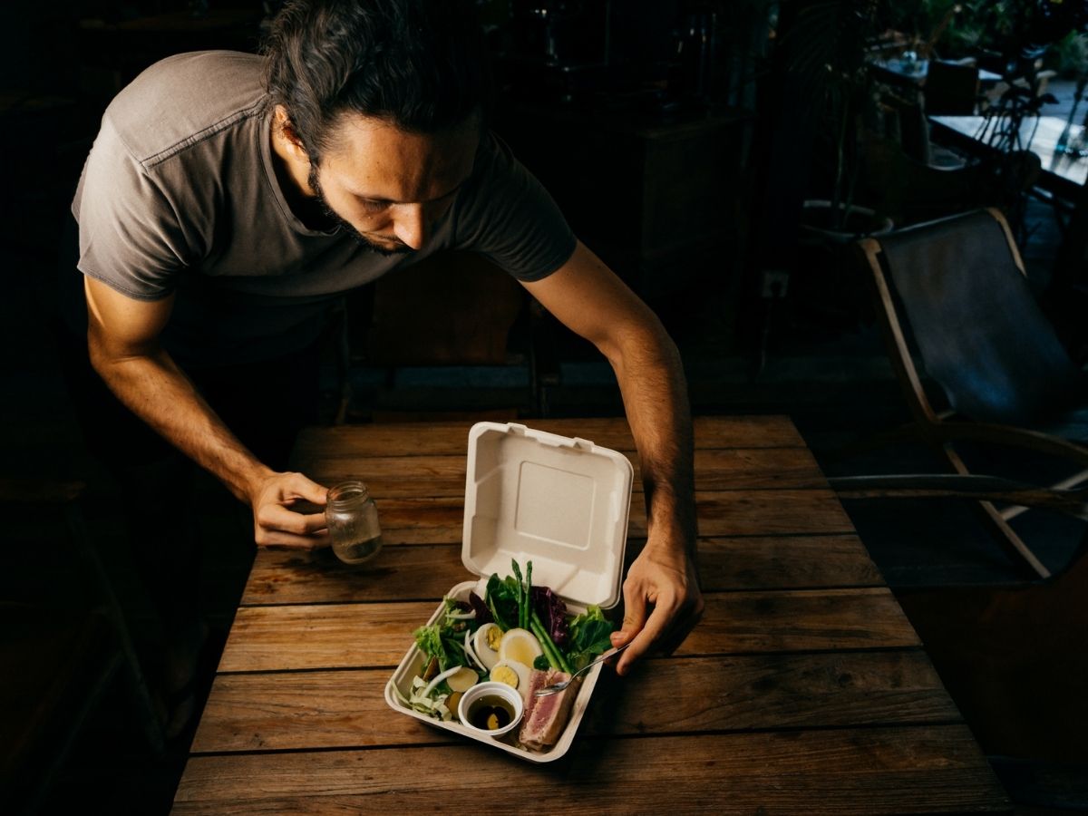 Greenok packaging in a working restaurant kitchen