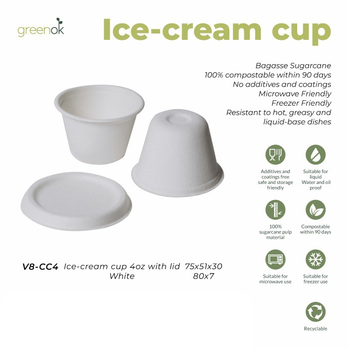 PAPER ICE CREAM CUP TEBAL & POLOS 4 oz isi 100 pcs