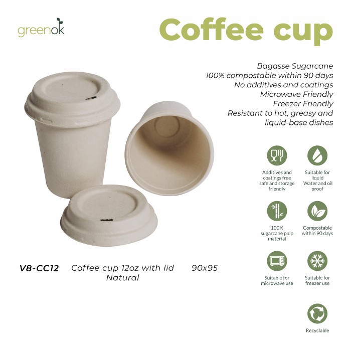 Coffee Cup | Paper Hot Cup 12 oz 350ml | Gelas Kertas | Isi 50 pcs | GreenOk